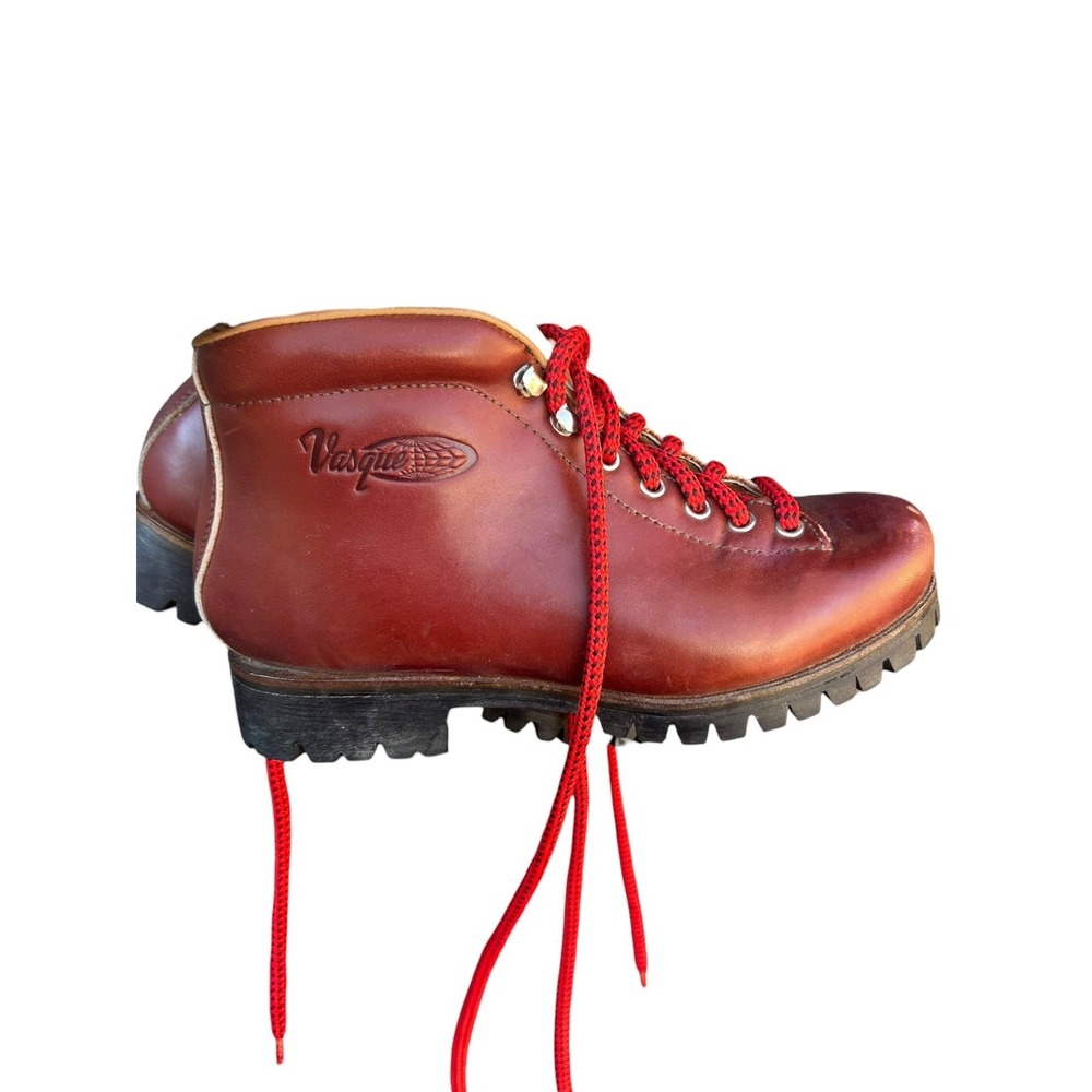 RARE Vtg Vasque Highlander 7526 Red Leather Italy Hiking Boots Mens S 6
